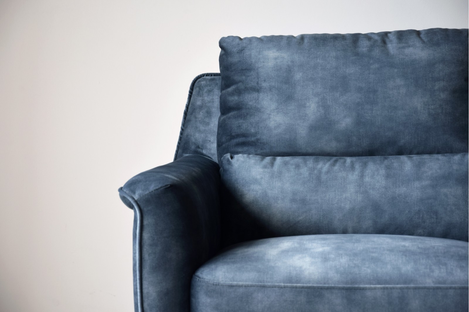 ARMCHAIR IN WORN BLUE VELVET