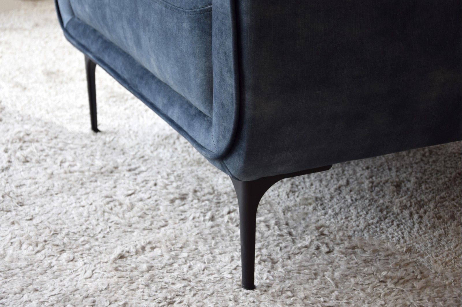 ARMCHAIR IN WORN BLUE VELVET