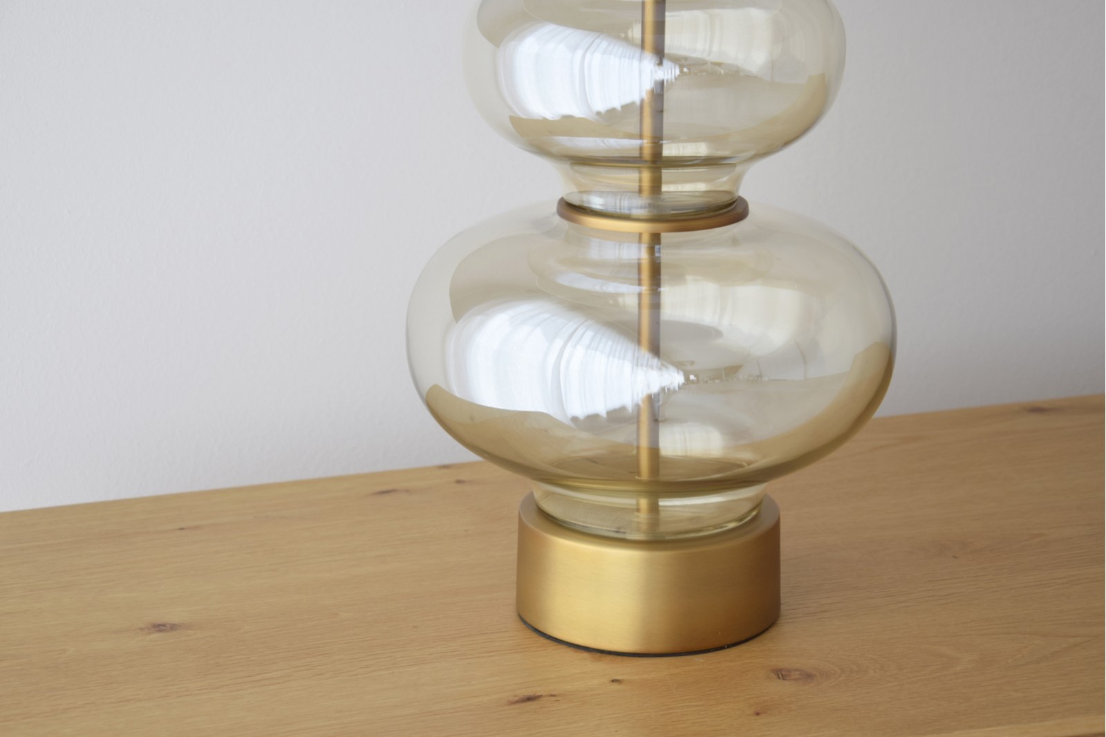 AMBER GLASS TABLE LAMP PAMPKIN WITH SHADE