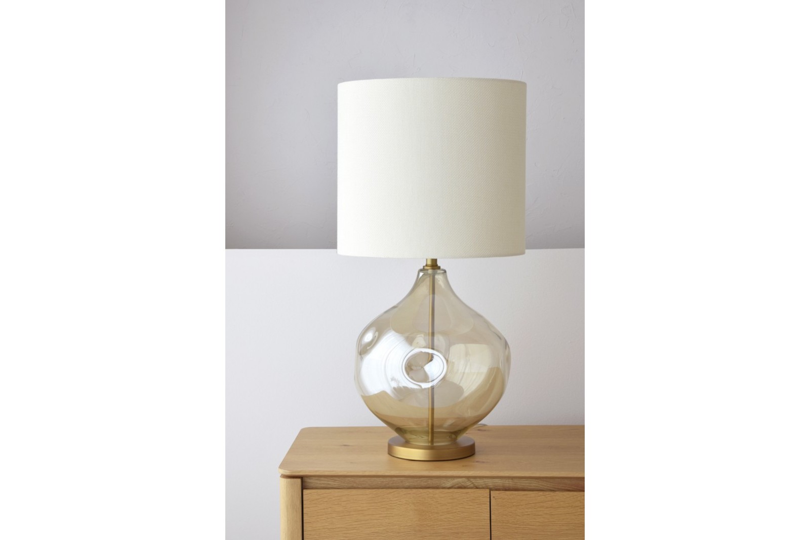 AMBER GLASS TABLE LAMP VOLCANO WITH SHADE
