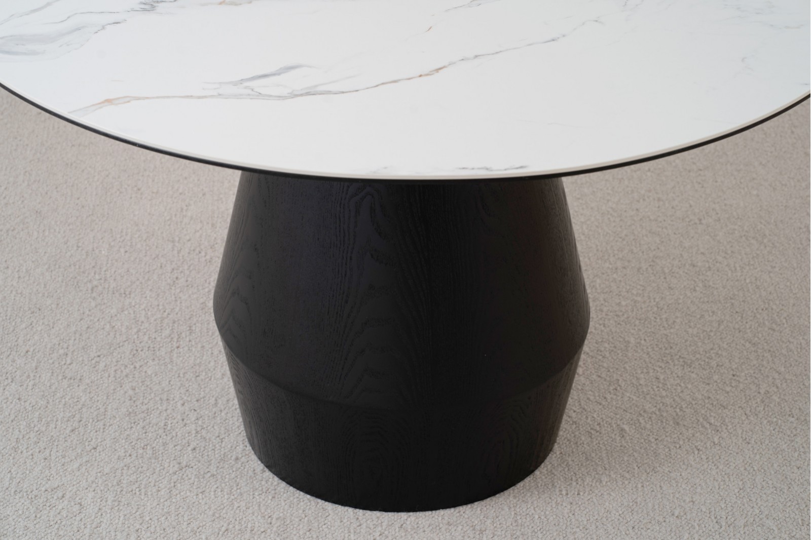 ROUND DINING TABLE. BLACK ASH AND CERAMIC