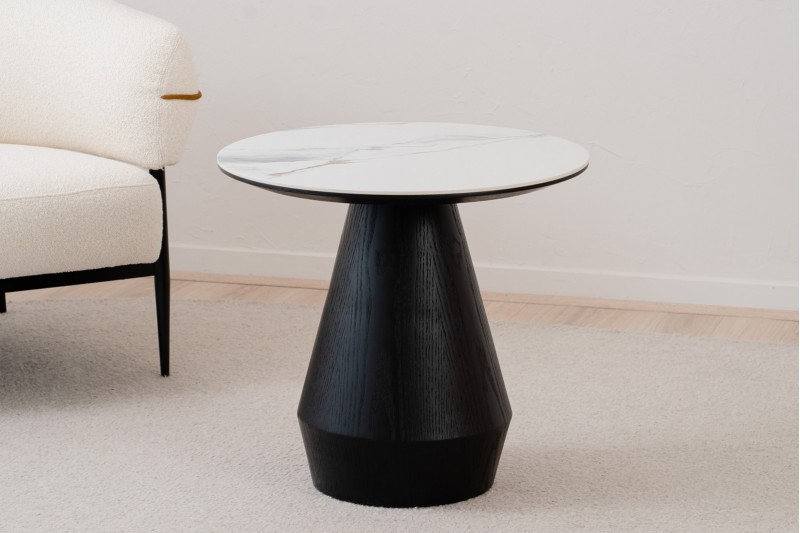 SIDE TABLE. BLACK ASH AND CERAMIC