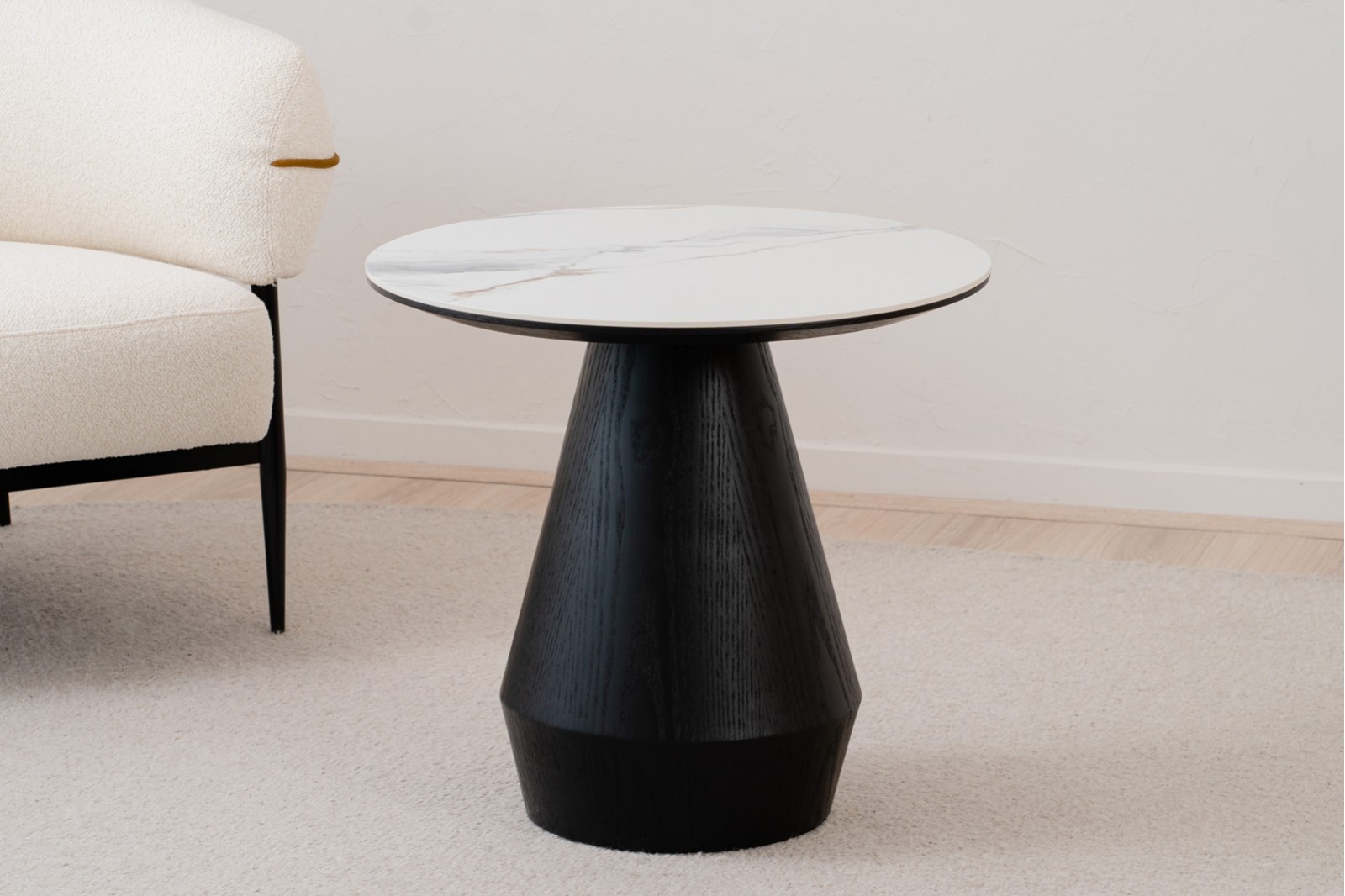 SIDE TABLE. BLACK ASH AND CERAMIC