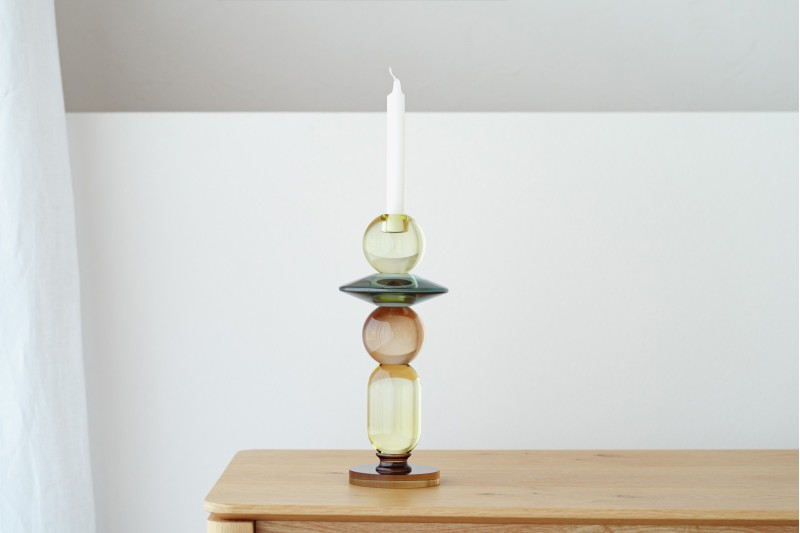 BIEL CANDLEHOLDER. COLORED CRYSTAL. TALL