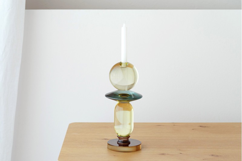 CANDELABRO BIEL.CRISTAL COLOR. BAJO