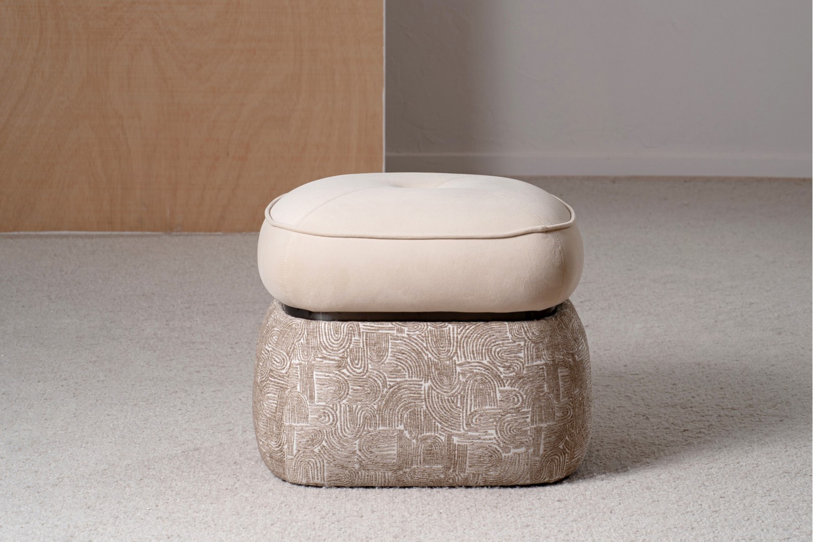 SET 2 POUFS DUNA. BEIGE ET CAMEL