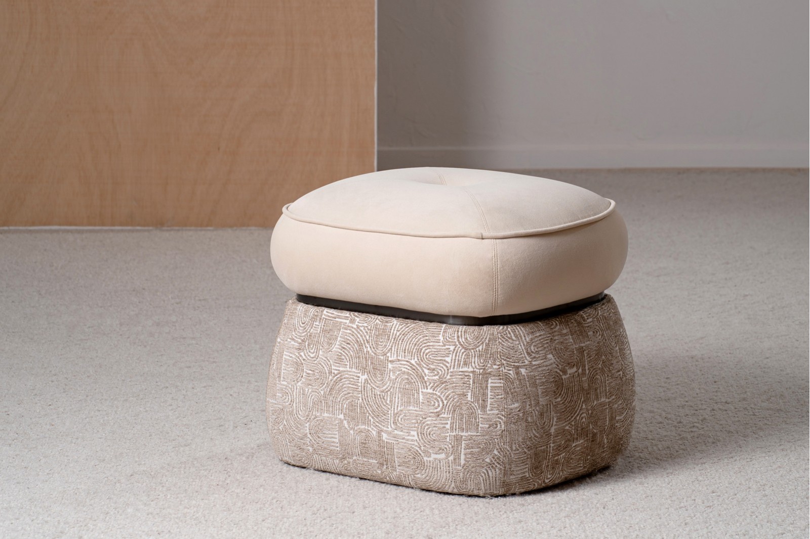 SET 2 POUFS DUNA. BEIGE ET CAMEL