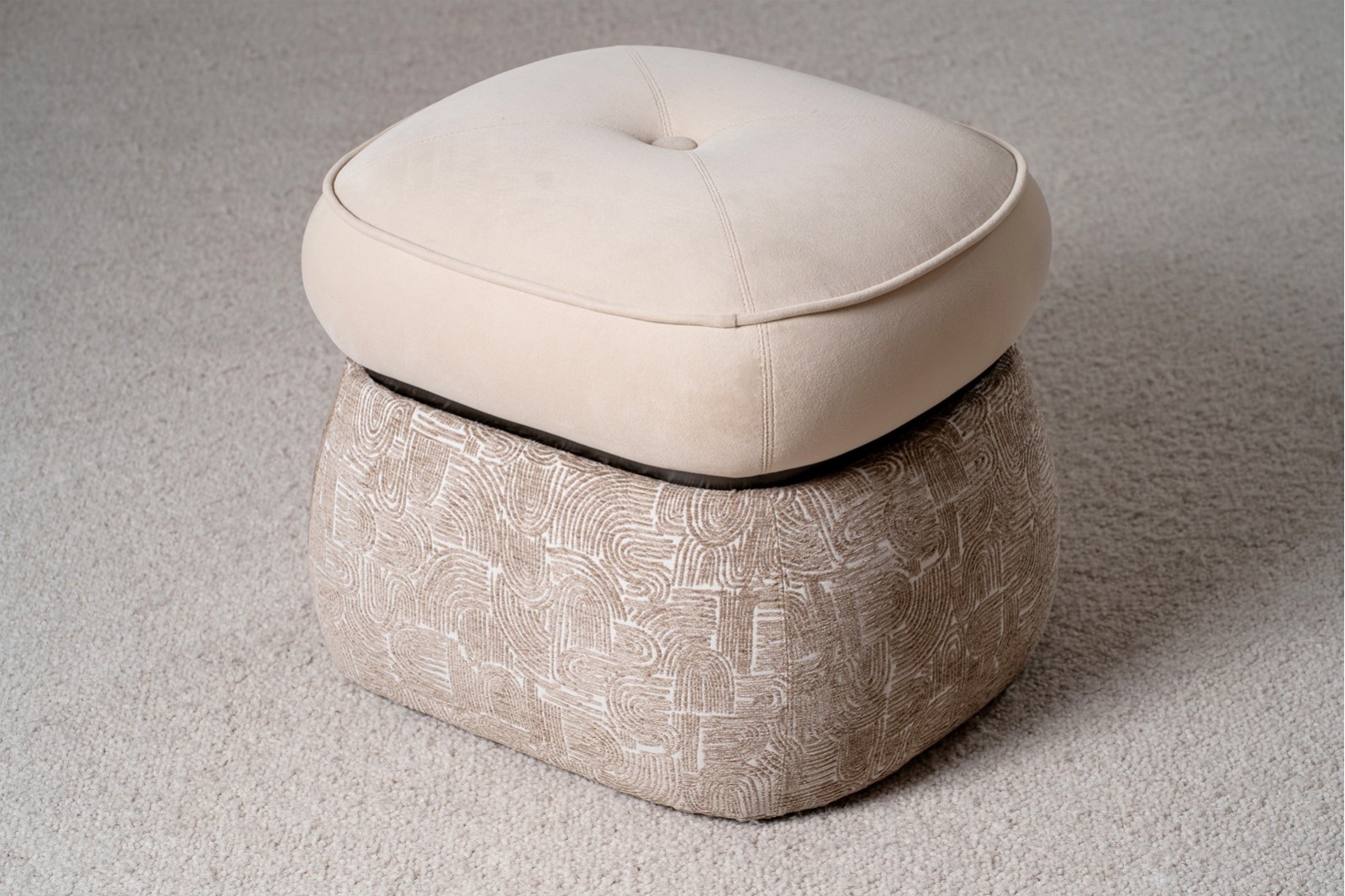 SET 2 POUFS DUNA. BEIGE ET CAMEL