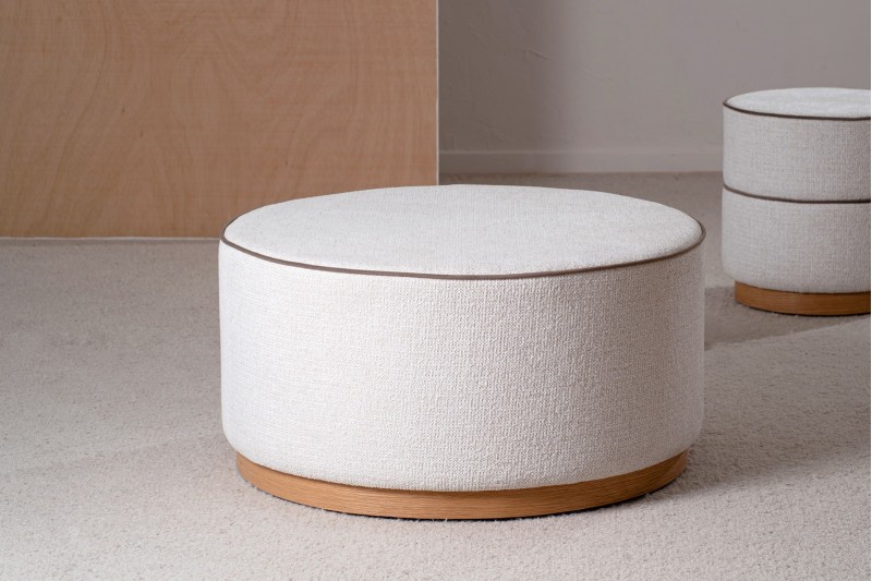 ADA LARGE POUF. IVORY AND TAUPE TONES
