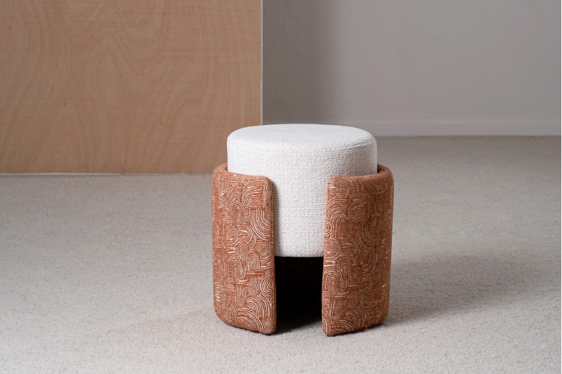 SET 2 MINIA POUFS. IVORY AND TERRACOTA