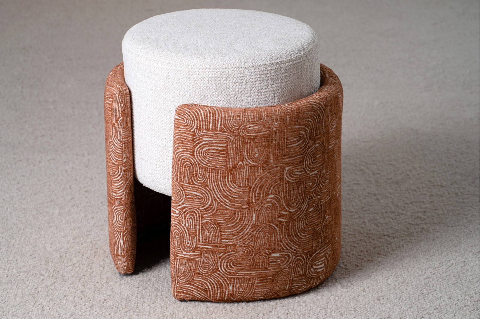SET 2 POUFS MINIA. IVOIRE ET TUILE