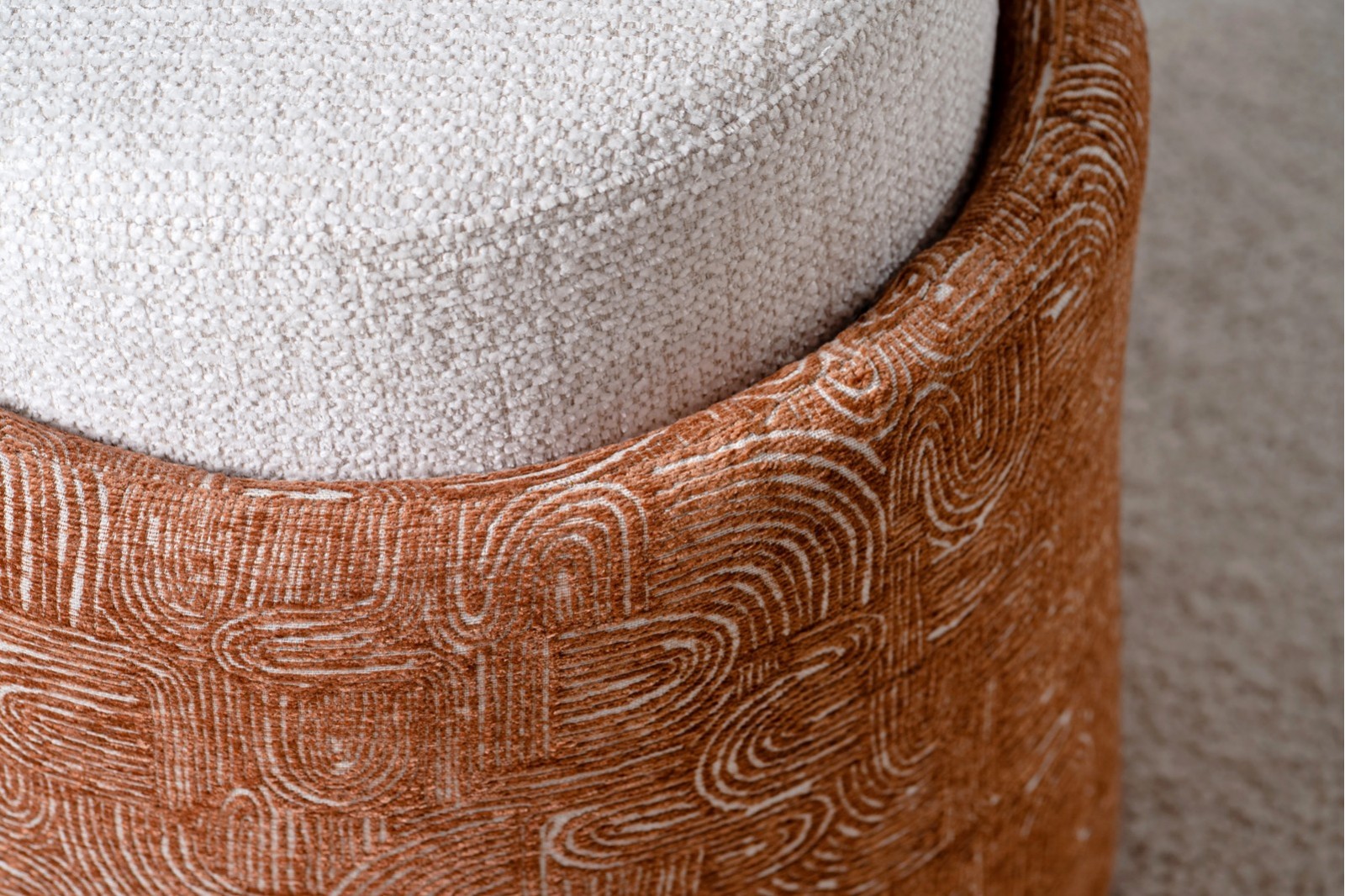 SET 2 MINIA POUFS. IVORY AND TERRACOTA