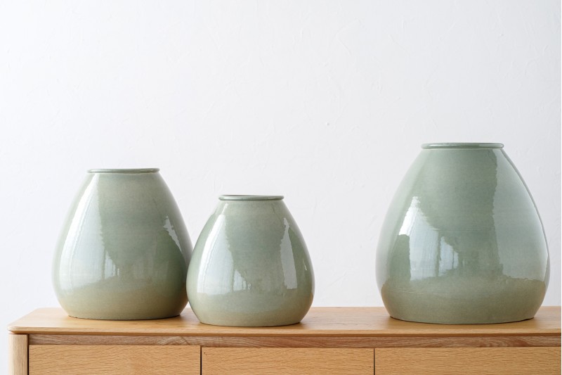 CIAN COLLECTION: WATER GREEN CERAMIC VASES