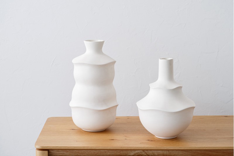 COLLECTION ALÉN : VASES EN CÉRAMIQUE BLANCHE