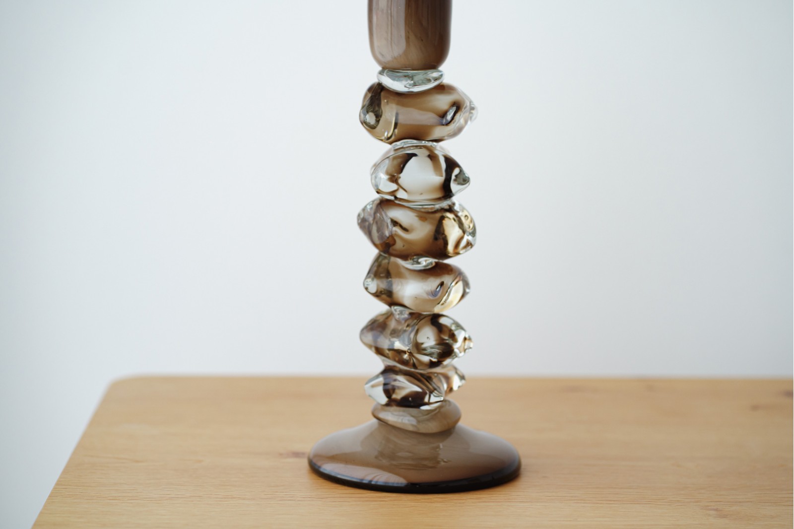 COLECCIÓN ALDÁN: CANDELABROS VIDRIO ÁMBAR VERDE