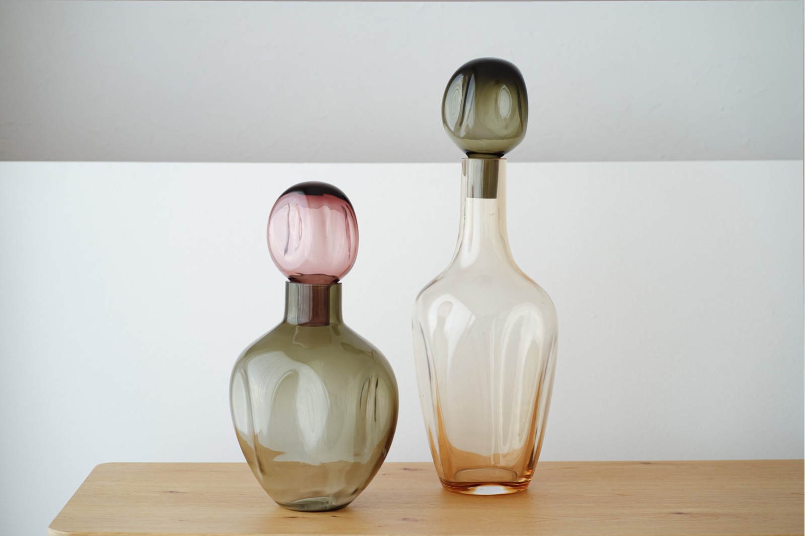 ALLA COLLECTION: GREEN AND SMOKE GLASS BOTTLES
