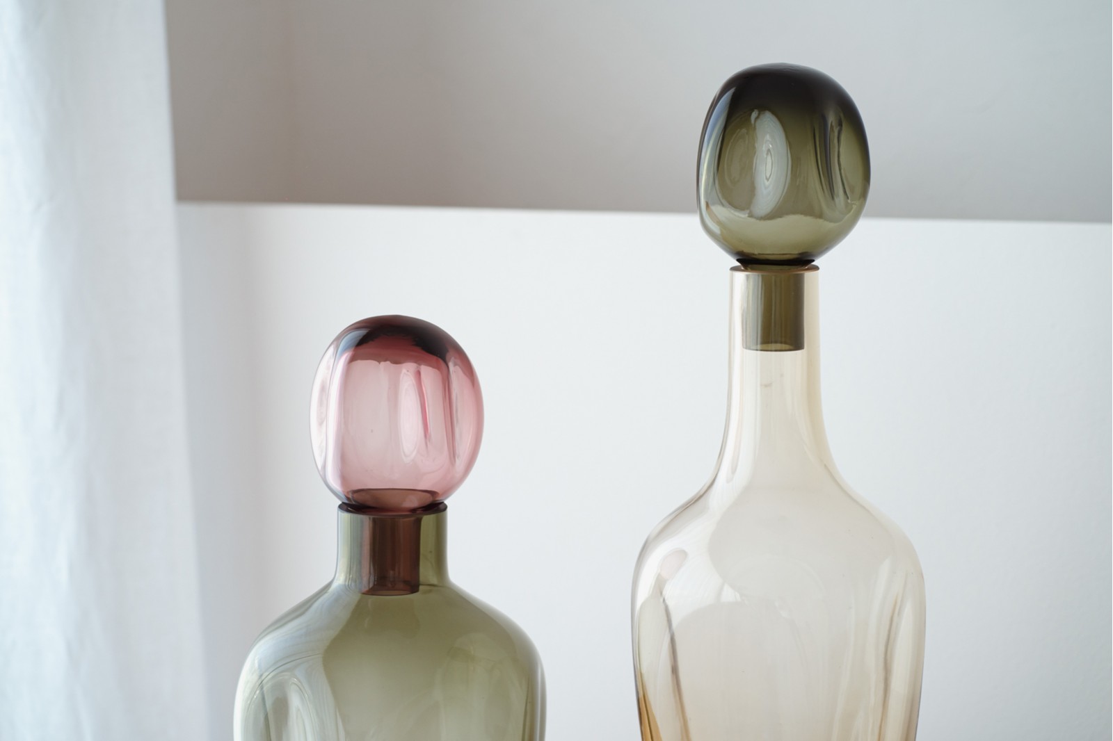 ALLA COLLECTION: GREEN AND SMOKE GLASS BOTTLES