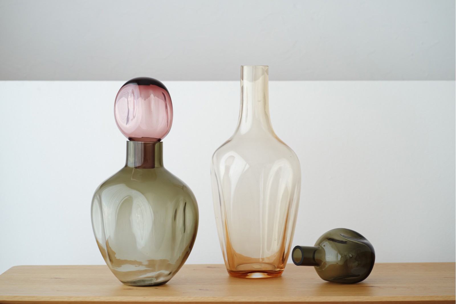 ALLA COLLECTION: GREEN AND SMOKE GLASS BOTTLES