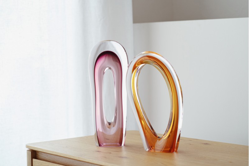NAIA COLLECTION: OCHRE PINK GLASS SCULPTURES
