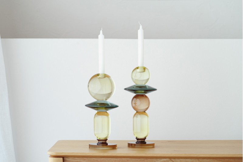 BIEL COLLECTION: COLOURED CRYSTAL CANDLE HOLDERS