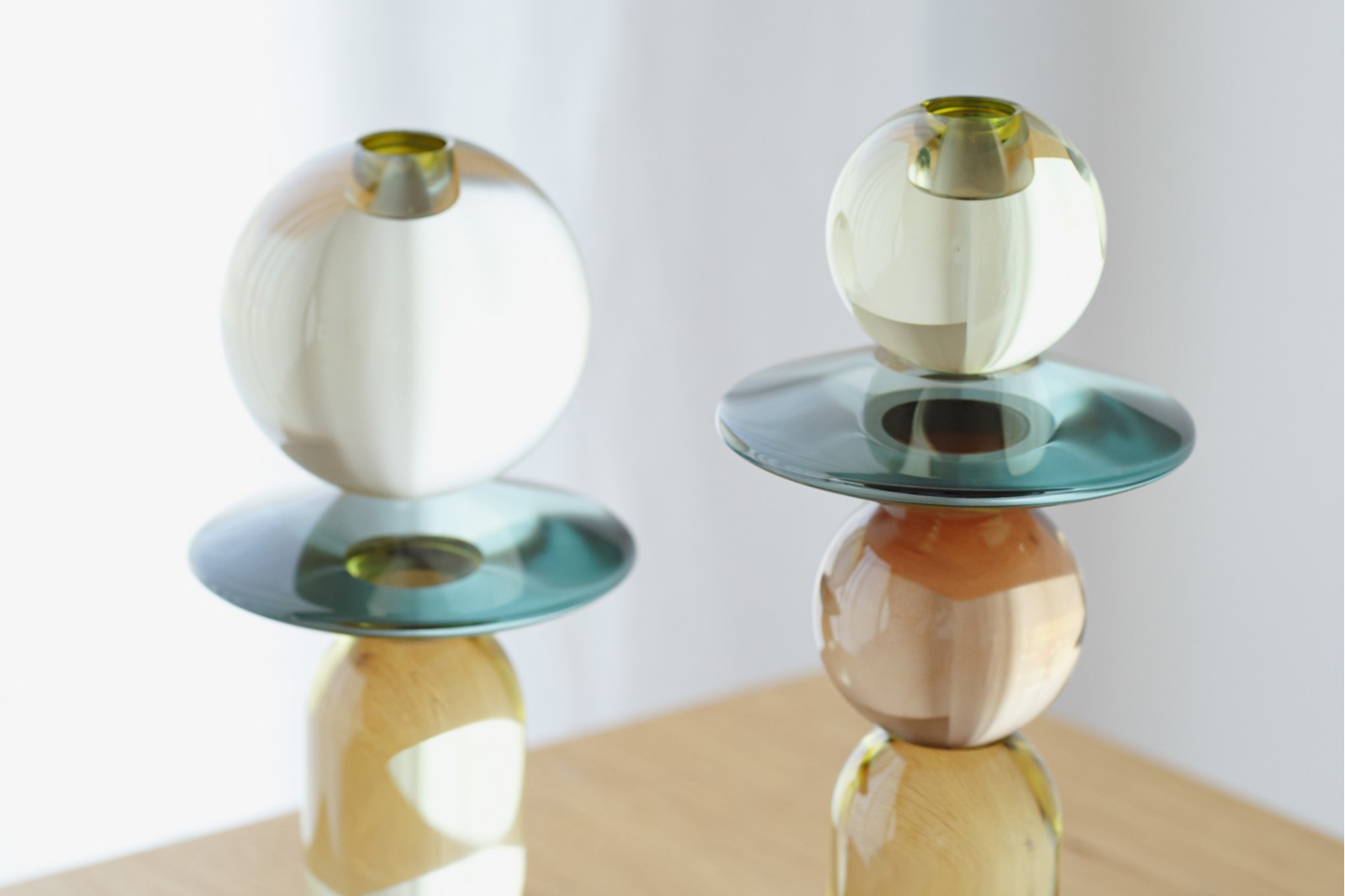 BIEL COLLECTION: COLOURED CRYSTAL CANDLE HOLDERS