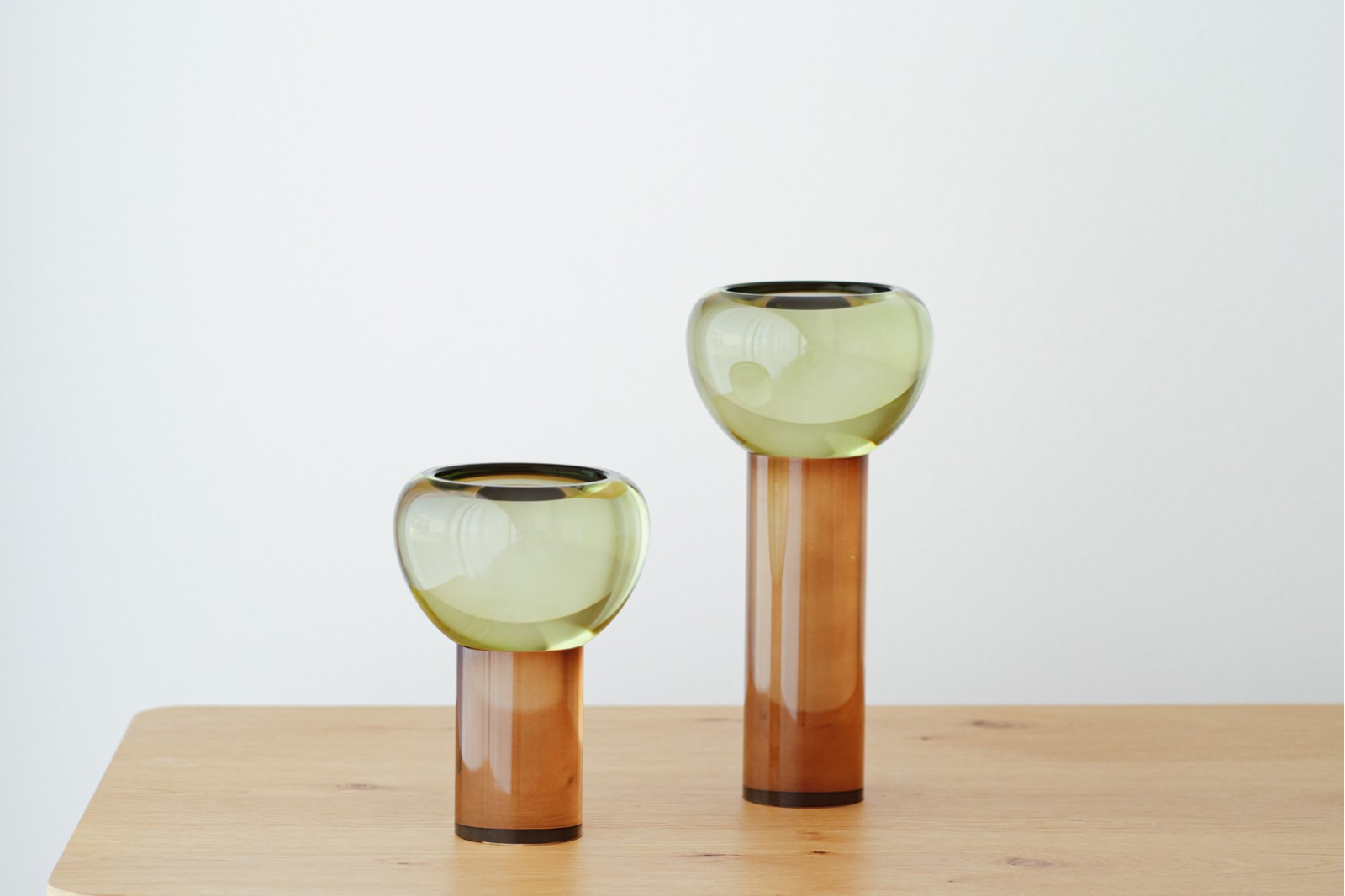 SAR COLLECTION: AMBER GREEN CRYSTAL CANDLE HOLDERS