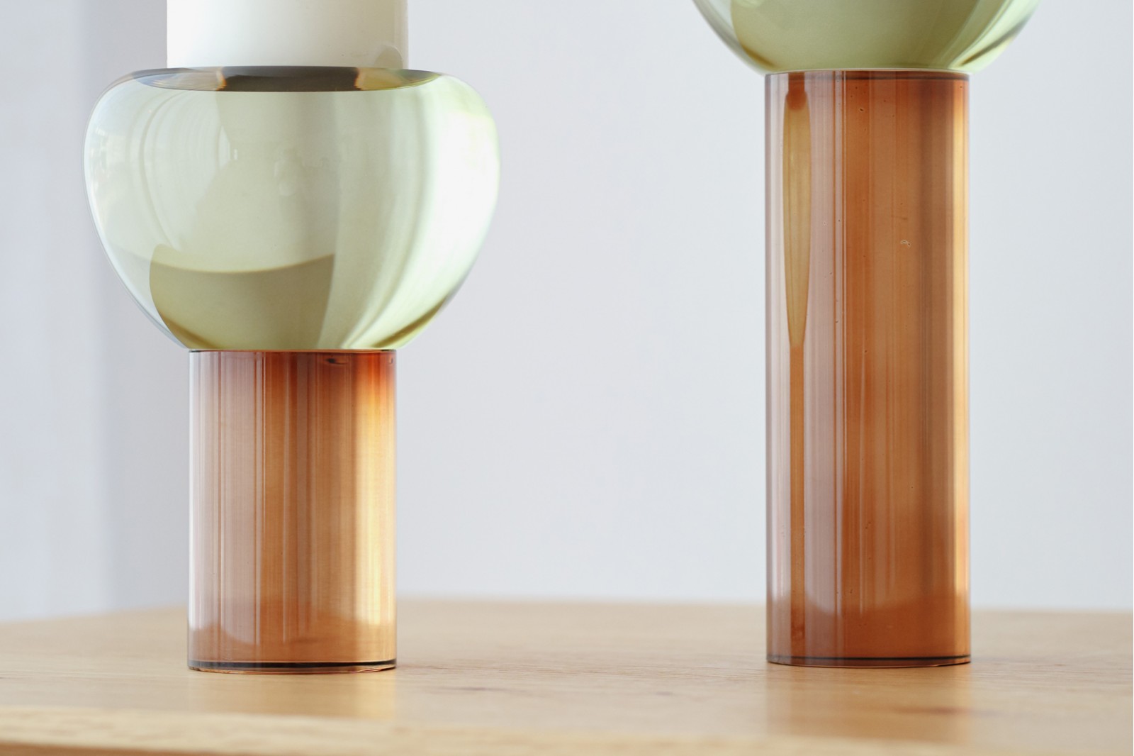 SAR COLLECTION: AMBER GREEN CRYSTAL CANDLE HOLDERS