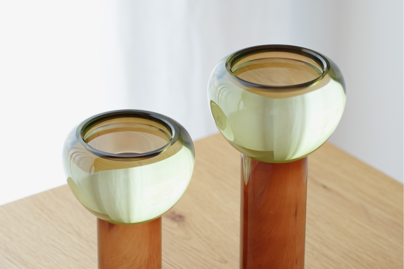 SAR COLLECTION: AMBER GREEN CRYSTAL CANDLE HOLDERS