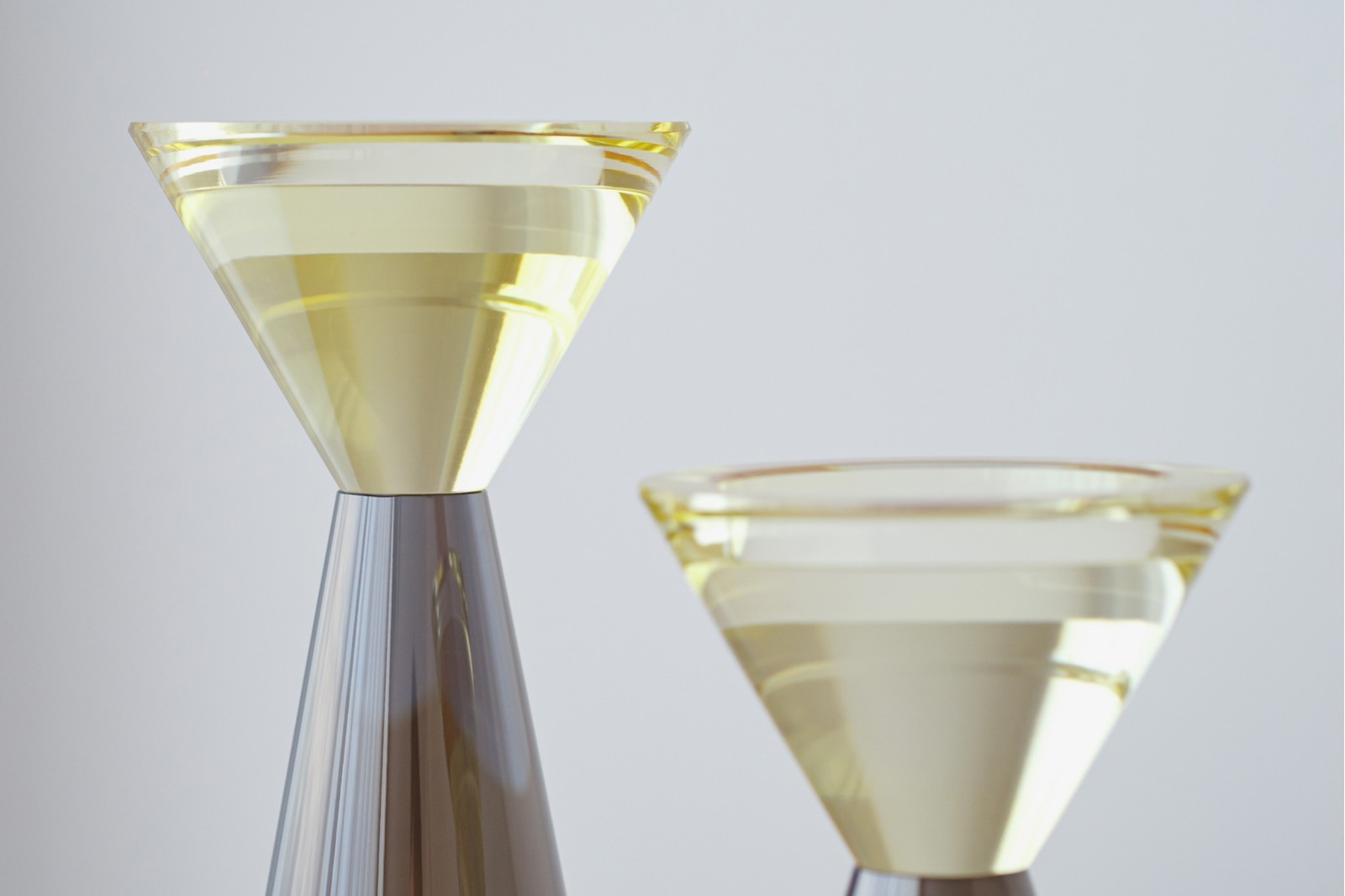 VAL COLLECTION: YELLOW AND GREY CRYSTAL CANDLE HOLDERS