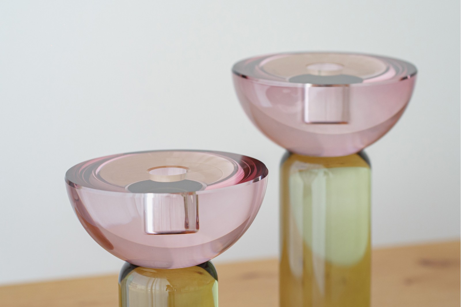 ULLA COLLECTION: BURGUNDY GREEN CRYSTAL CANDLE HOLDERS