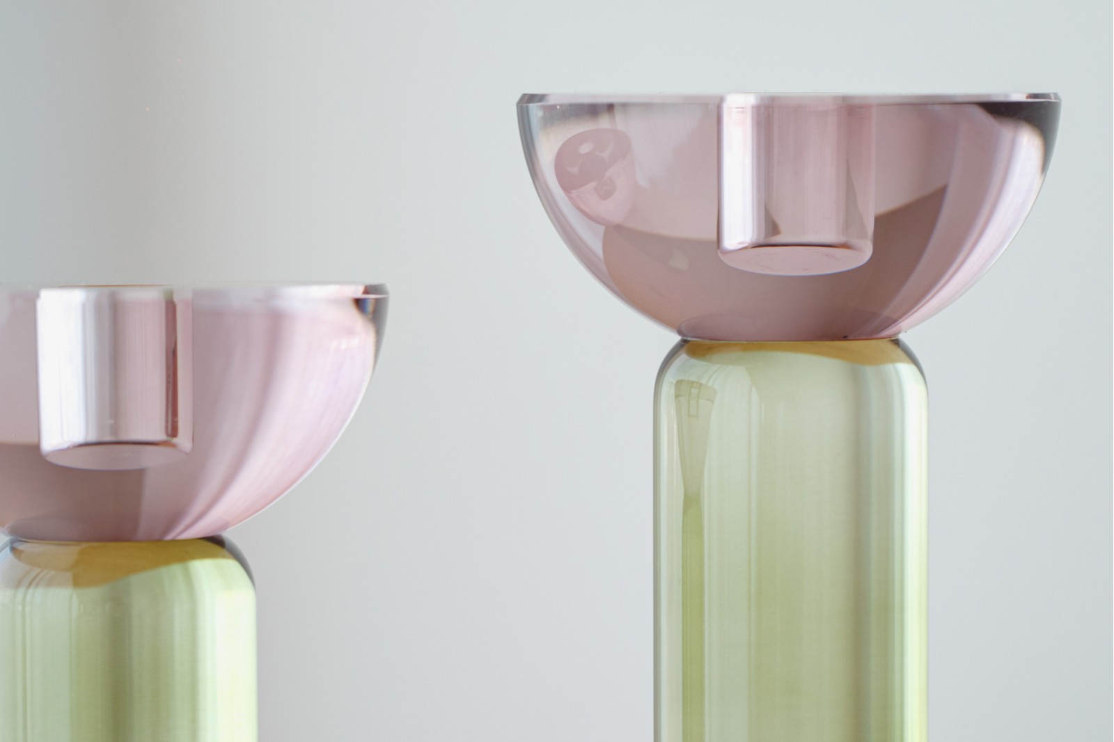 ULLA COLLECTION: BURGUNDY GREEN CRYSTAL CANDLE HOLDERS