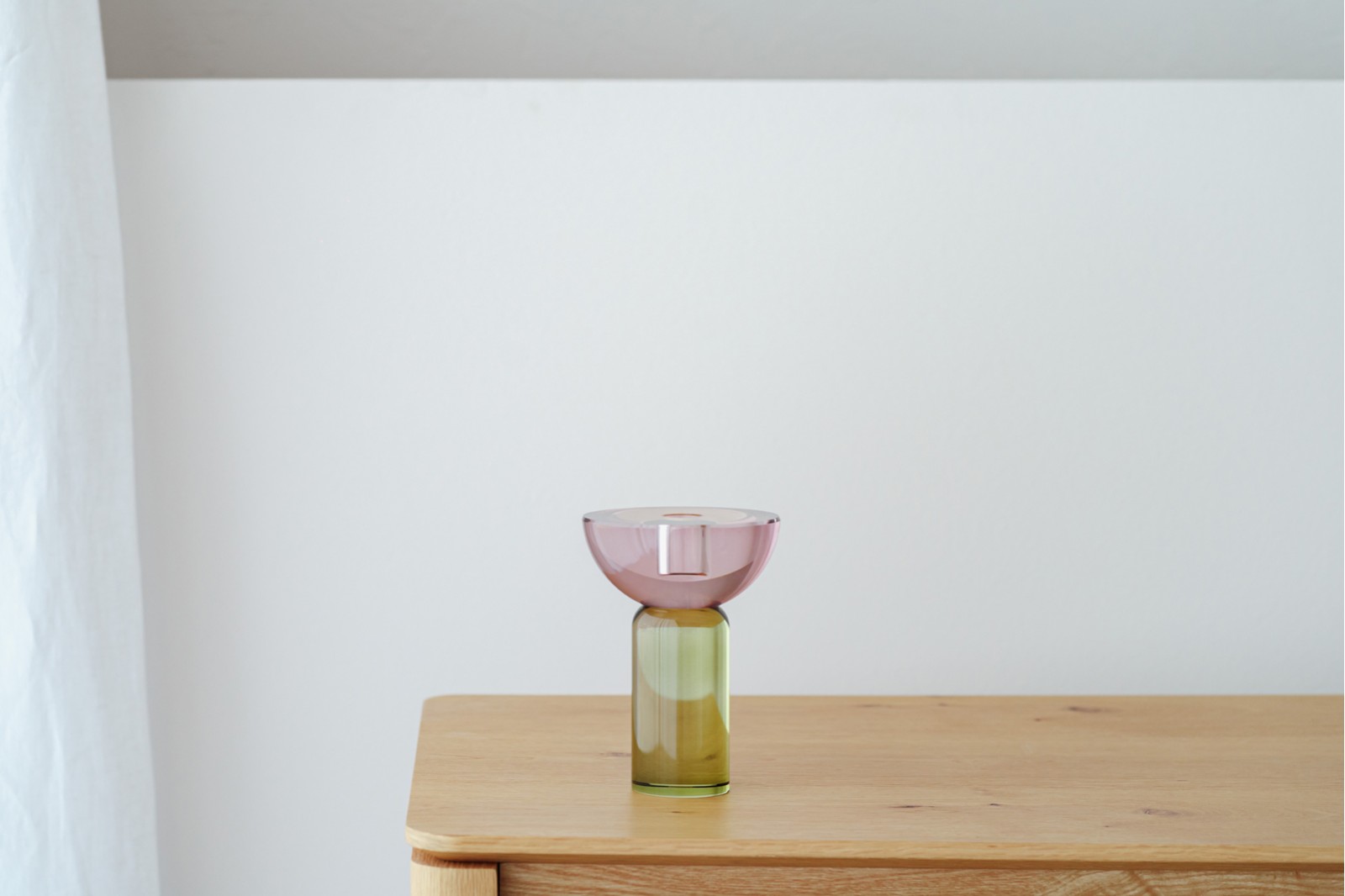 ULLA COLLECTION: BURGUNDY GREEN CRYSTAL CANDLE HOLDERS