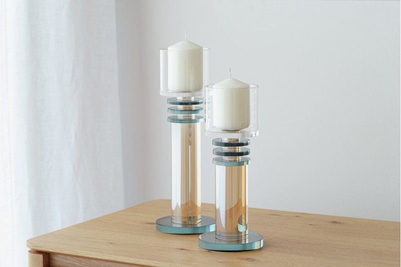 KALA COLLECTION: BLUE PEARL GLASS CANDLE HOLDERS