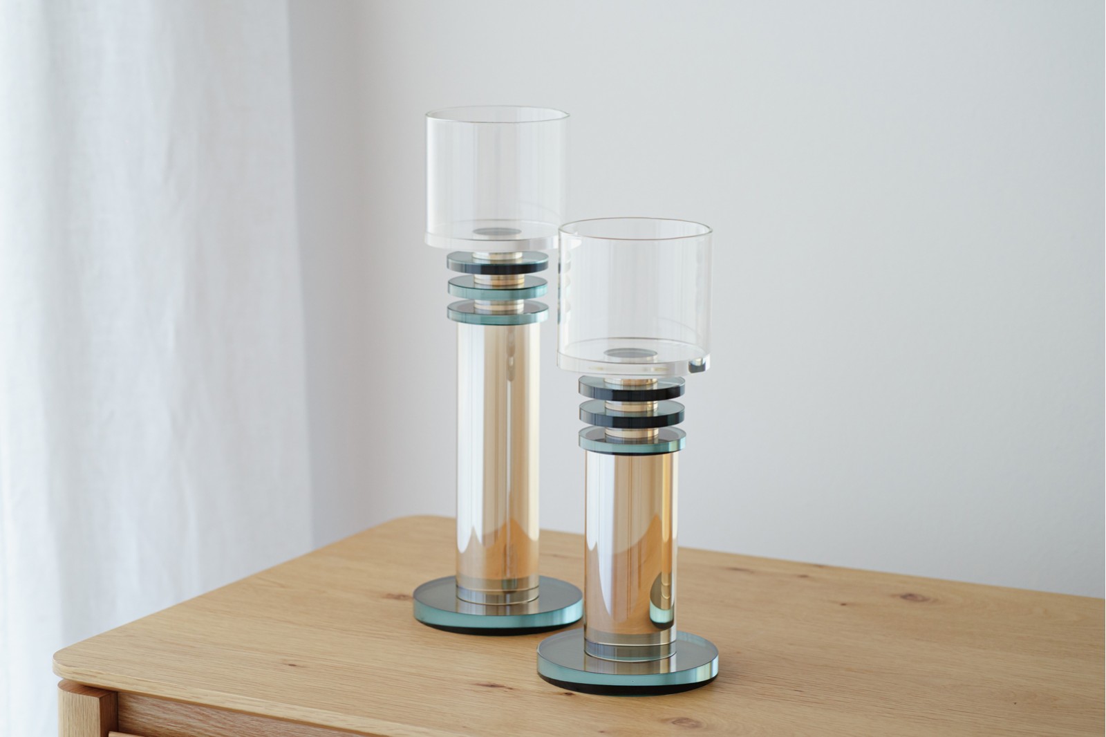 KALA COLLECTION: BLUE PEARL GLASS CANDLE HOLDERS