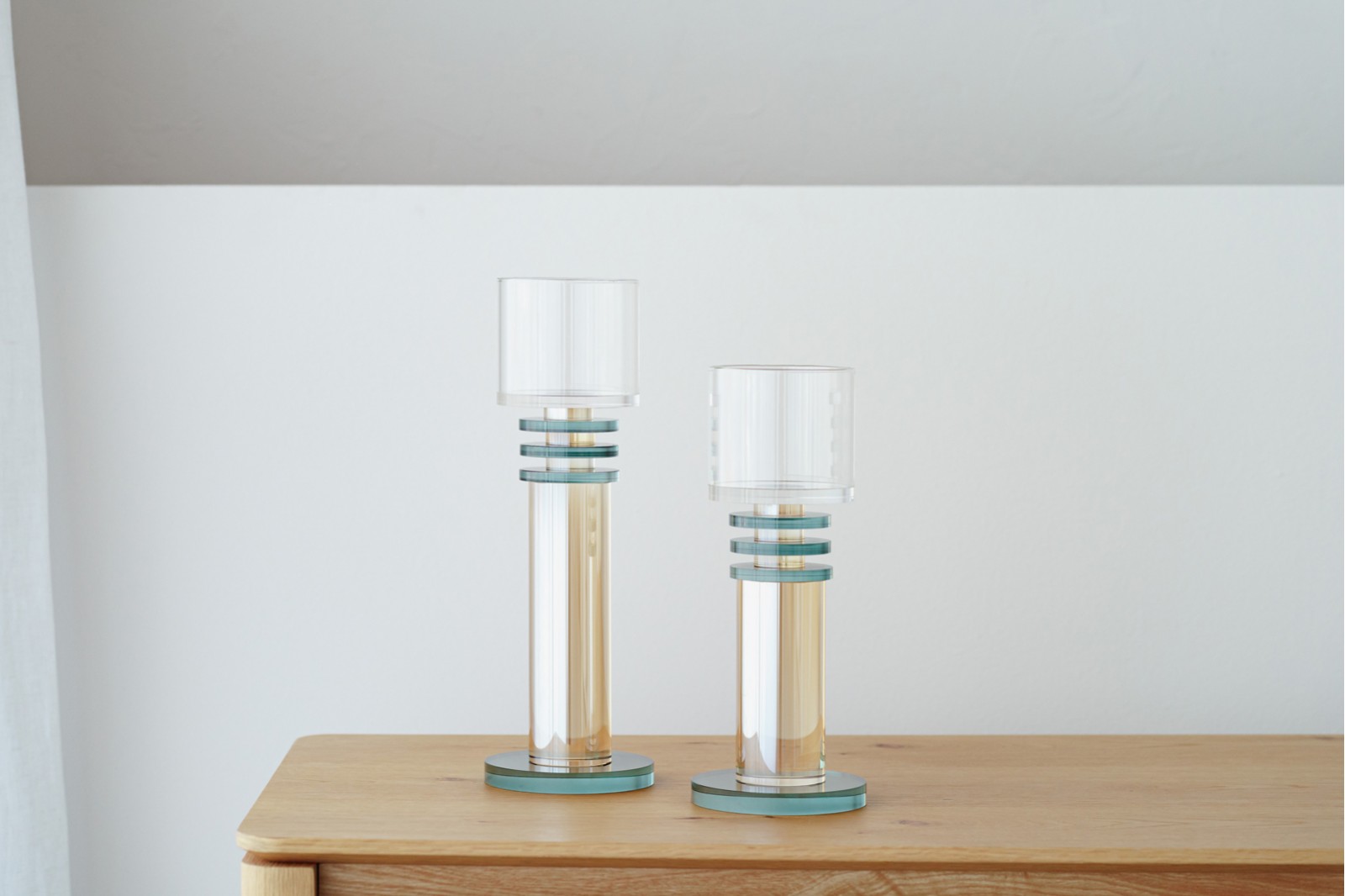 KALA COLLECTION: BLUE PEARL GLASS CANDLE HOLDERS