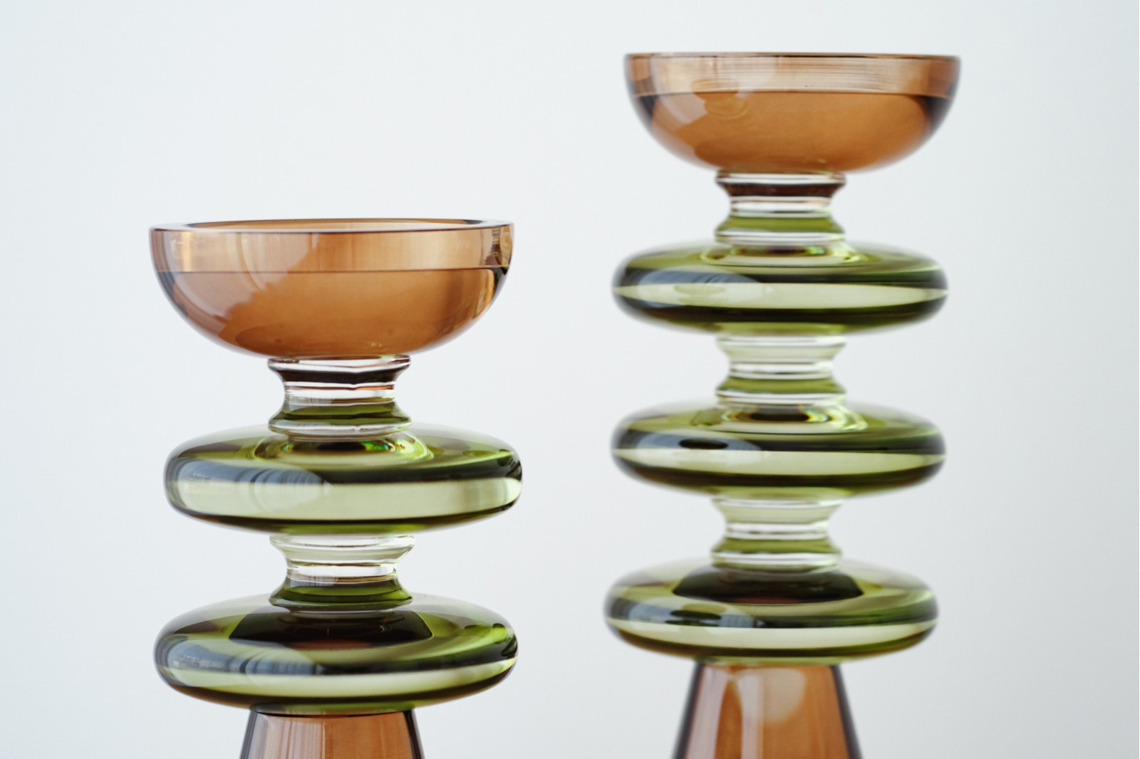 EO COLLECTION: GREEN OCHRE CRYSTAL CANDLE HOLDERS