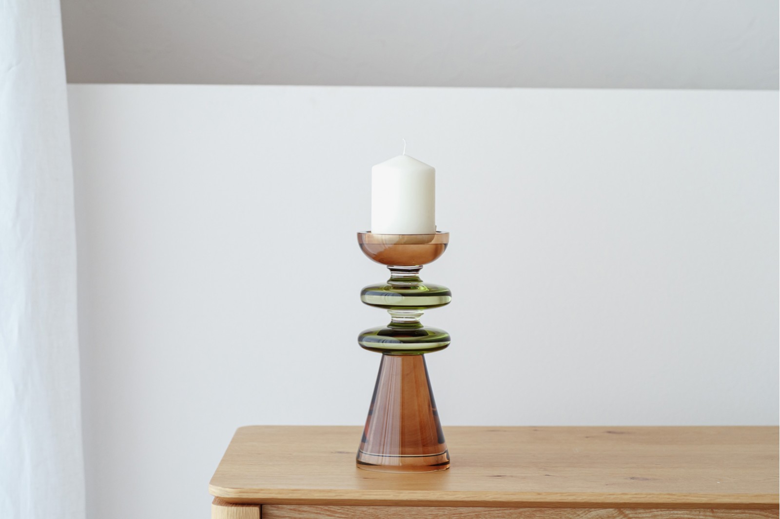 EO COLLECTION: GREEN OCHRE CRYSTAL CANDLE HOLDERS