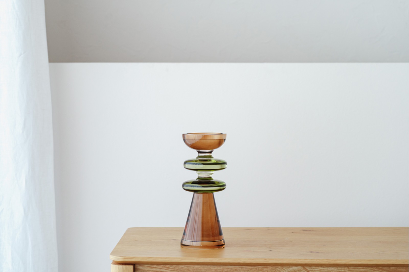 EO COLLECTION: GREEN OCHRE CRYSTAL CANDLE HOLDERS