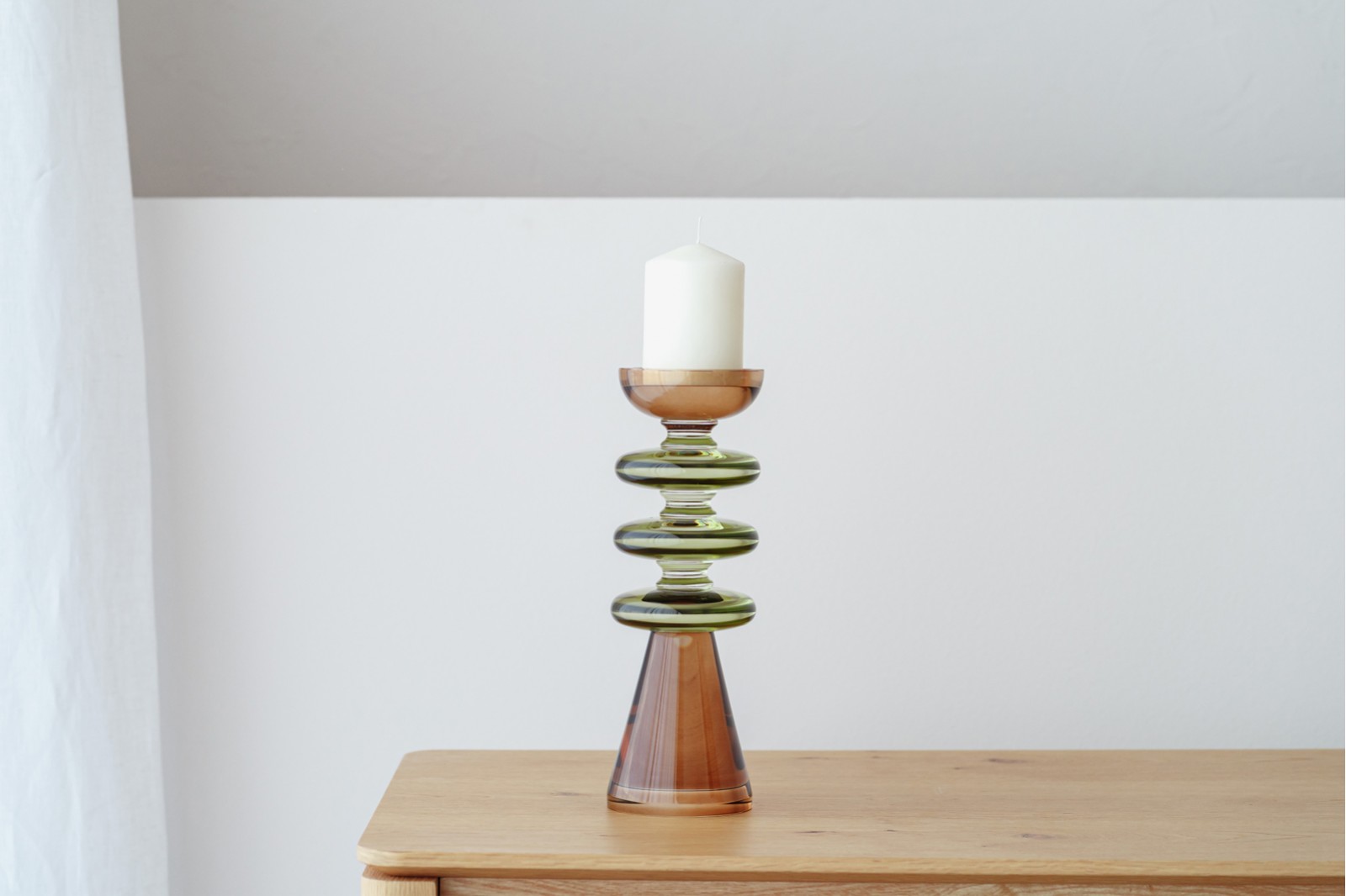 EO COLLECTION: GREEN OCHRE CRYSTAL CANDLE HOLDERS