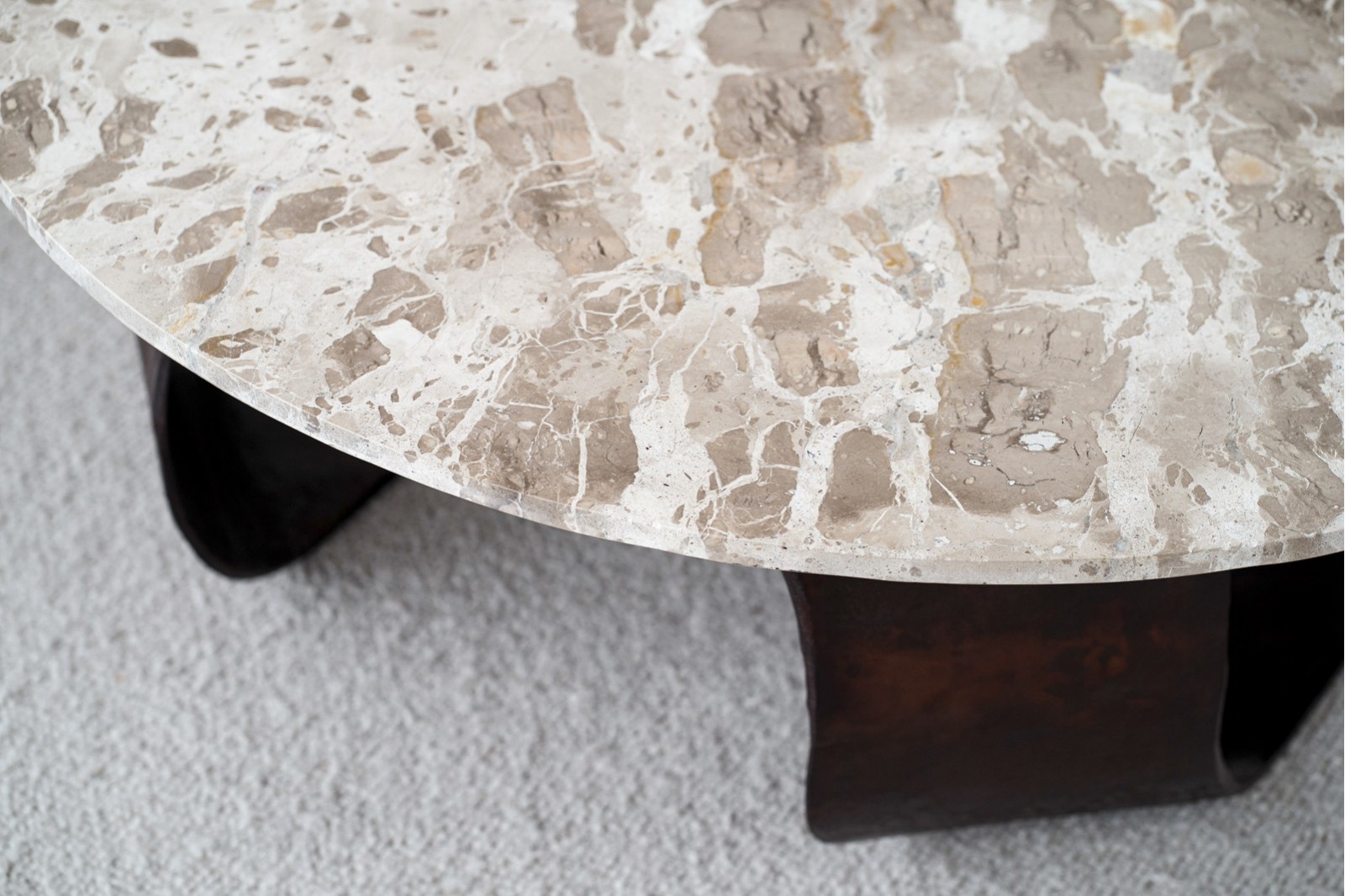 COFFEE TABLE MAYA. OXIDE FINISH METAL AND MARBLE