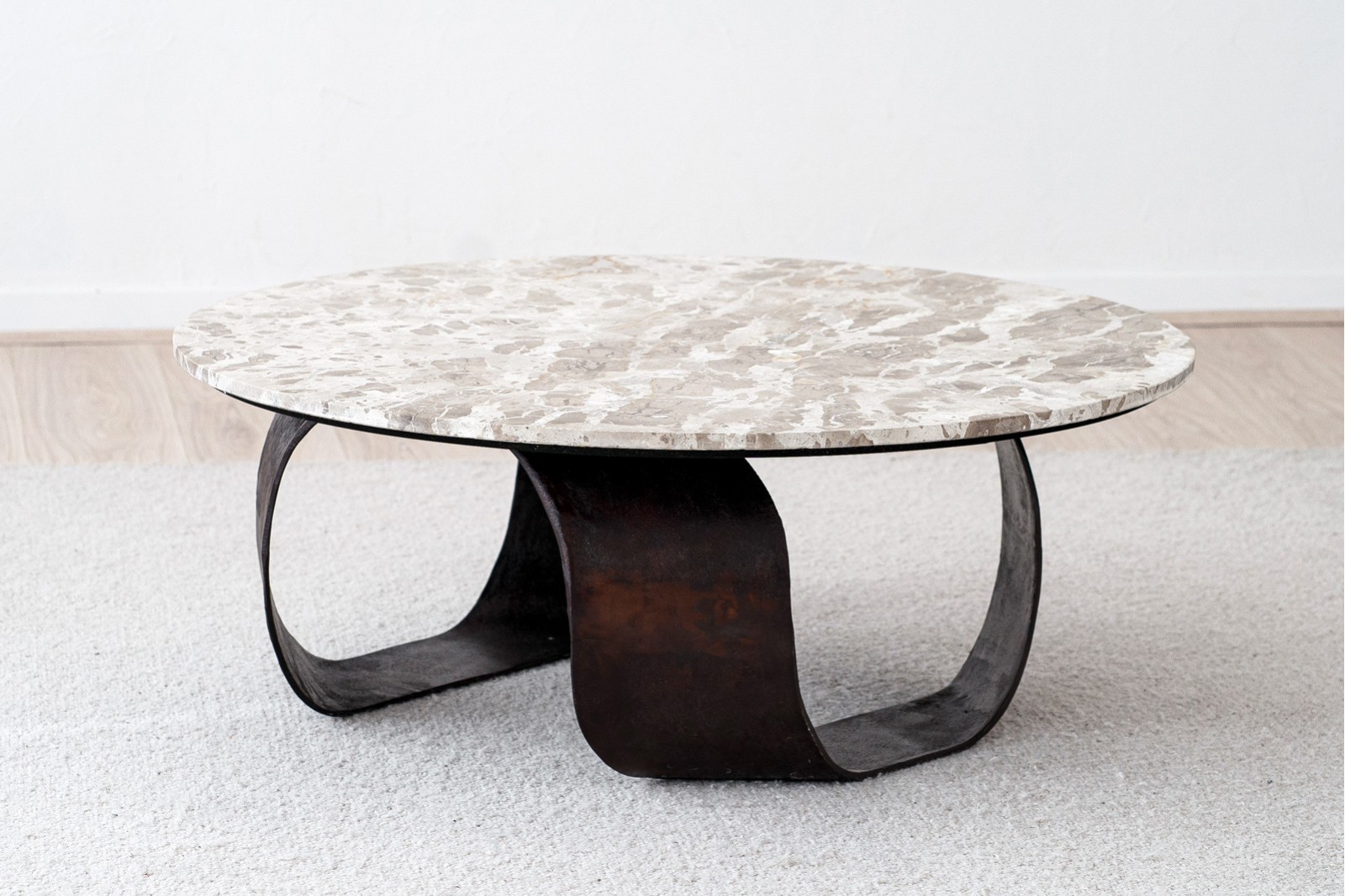 COFFEE TABLE MAYA. OXIDE FINISH METAL AND MARBLE