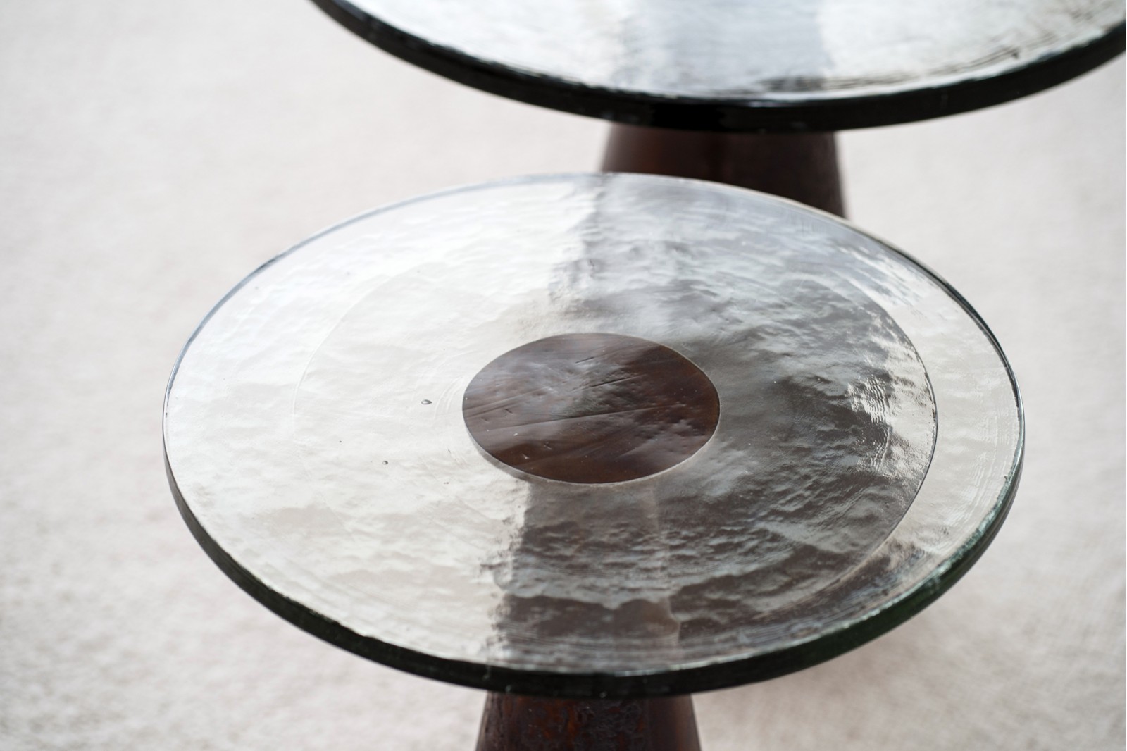 KALA SIDE TABLES: AGED BRASS AND GLASS