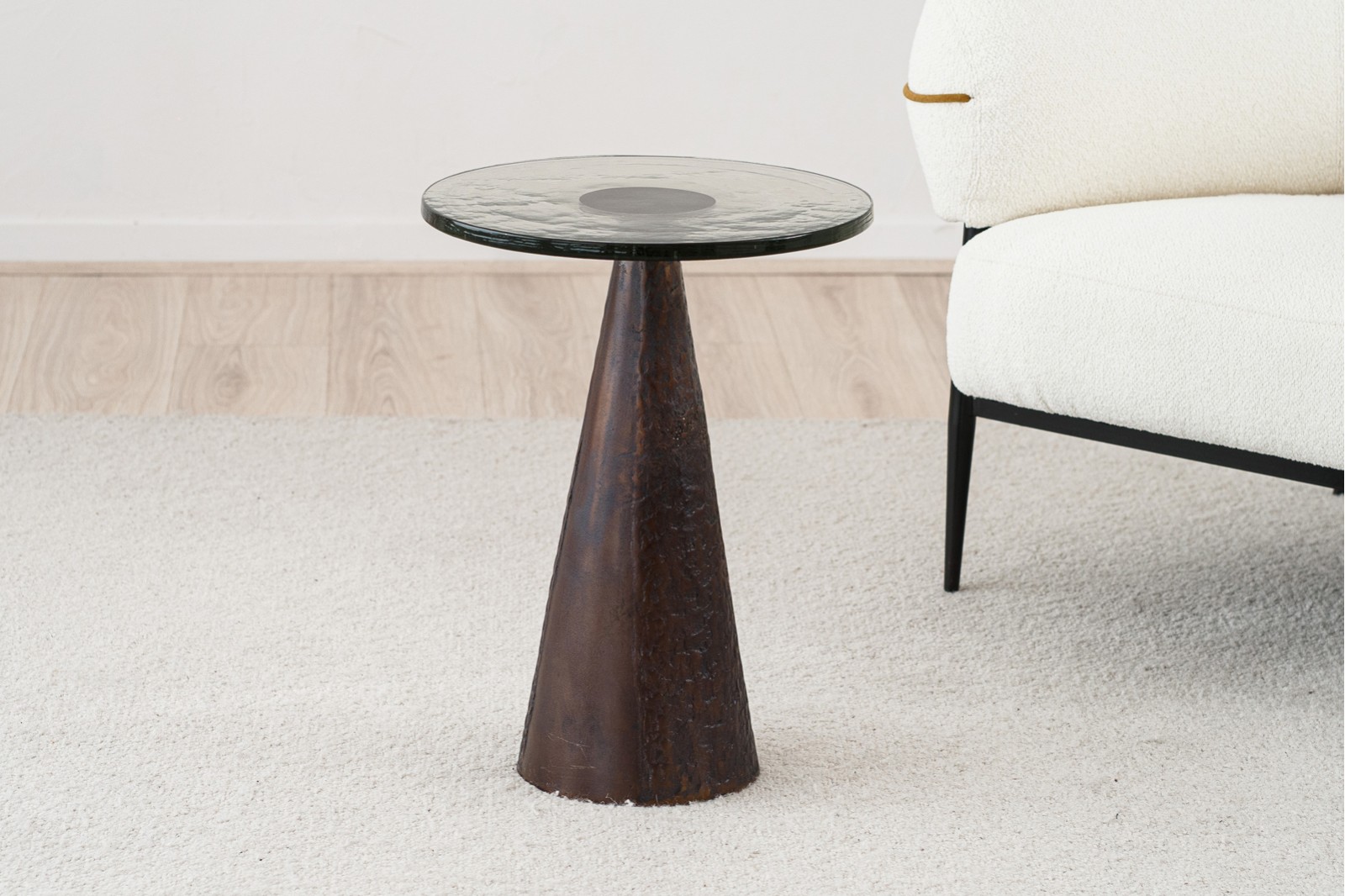 KALA SIDE TABLES: AGED BRASS AND GLASS