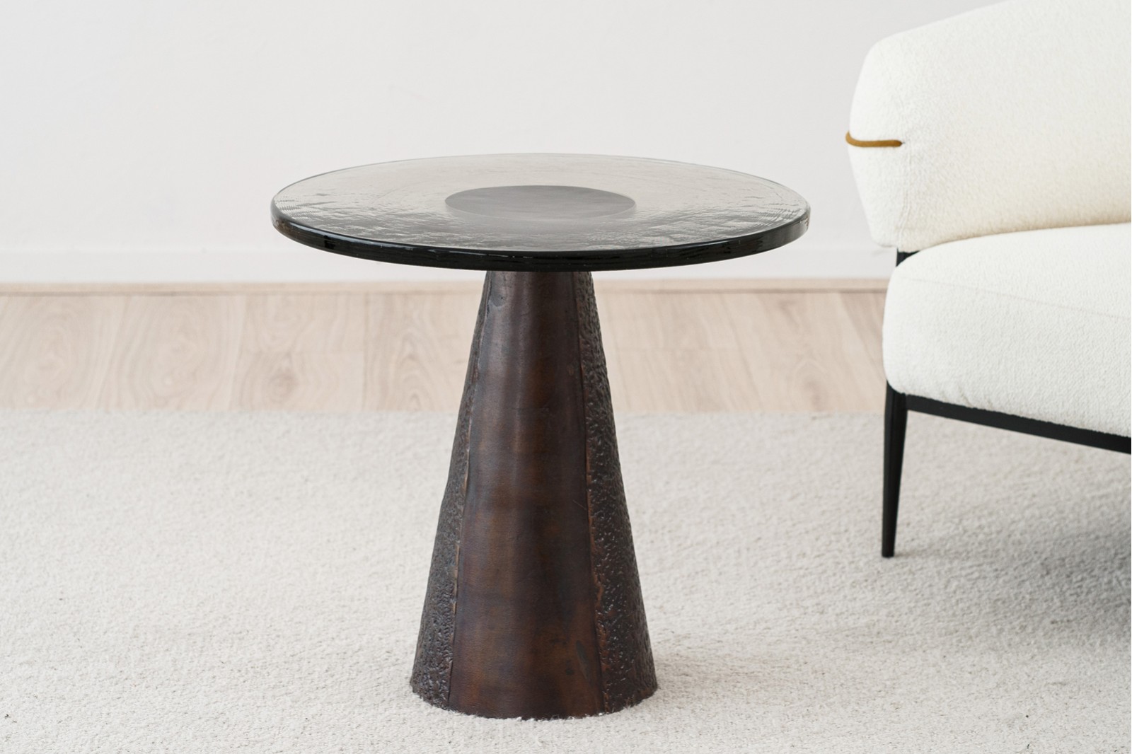 KALA SIDE TABLES: AGED BRASS AND GLASS