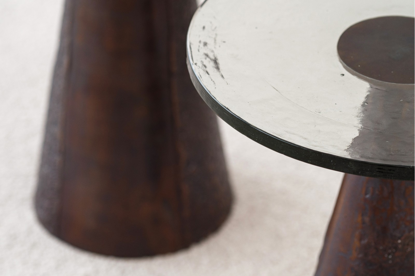 KALA SIDE TABLES: AGED BRASS AND GLASS