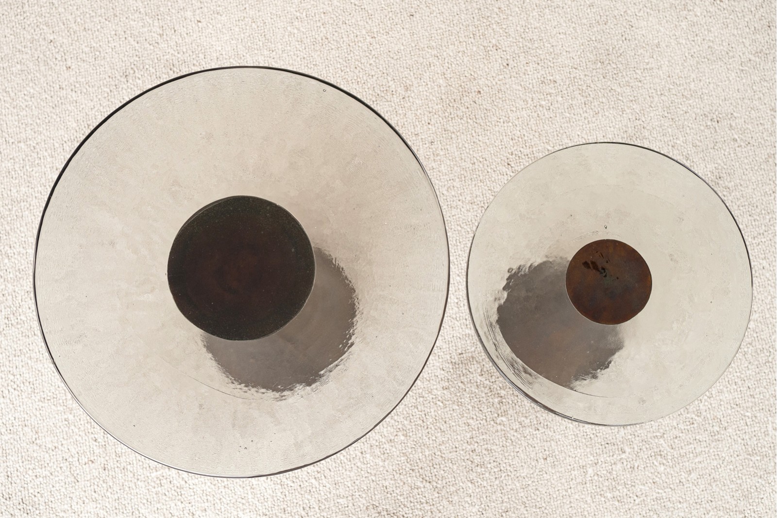 KALA SIDE TABLES: AGED BRASS AND GLASS