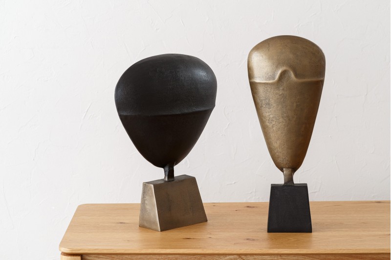 COLECCIÓN MÁSCARA: ESCULTURA METAL ORO NEGRO