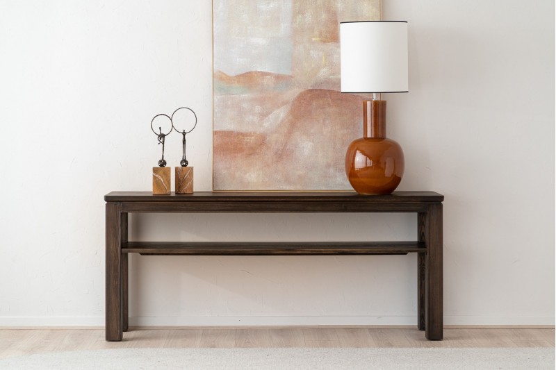 IREA CONSOLE. DARK STAINED PINE