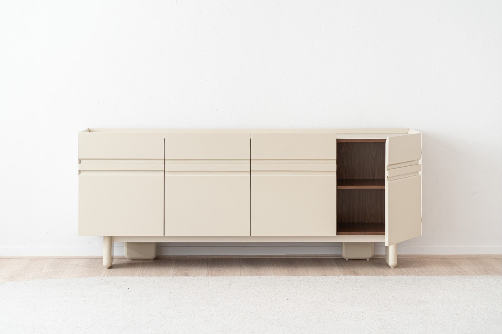 SIDEBOARD EO. CERAMIC TOP AND GLOSSY BEIGE LACQUER
