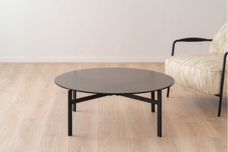COFFEE TABLE. TEXTURED AMBER GLASS. METAL
